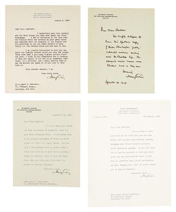 MEDICINE  CUSHING, HARVEY. Archive of 20 TLsS and one ALS to Agnes Willard Bartlett. 1927-39